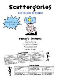 French Scattergories Game Teaching French French Lessons Teaching Vocabulary