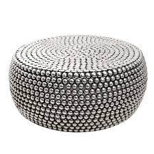 The piece is fabricated out of durable, lightweight aluminum that is polished to a brilliant shine. Templar Silver Finish Iron Round Beaded Coffee Table Fusion Furniture Store