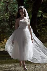 Tea Length Vintage Inspired Wedding Dress With Exposed Boning Available In Every Co Tea Length Wedding Dress Vintage Inspired Wedding Dresses Wedding Dresses