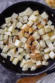 You can use a fork to test to see if they are tender enough. Easy Home Fries Spend With Pennies