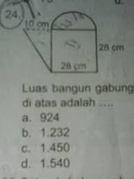 Keliling dapat ditemukan dengan menghitung panjang lintasan persegi panjang yang terdiri dari panjang dan lebar. Luas Bangun Gabungan Pada Persegi Segitiga Dan Setengah Lingkaran Brainly Co Id
