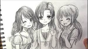 Find and save ideas about best friend drawings on pinterest. How To Draw Anime Girls Three Friends Hugging Each Other Real Time Youtube