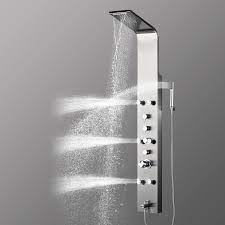 It is pleasing to the eyes. Vantory Shower Panel System Real 304 Stainless Steel Wall Mount Rainfall Waterfall Multi Functional Sprayer 6 Adjustable Massages Jets Hand Shower And Tub Spout Amazon Com