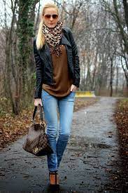 Stylish Leather Jacket With Scarf And Handbag Cute Work Outfits Clothes Gorgeous Clothes