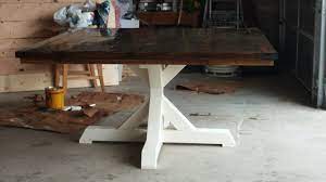 Farm Square Table With Pedestal Trestle Bottom Handcrafted Dining Table Square Farmhouse Table Square Breakfast Table