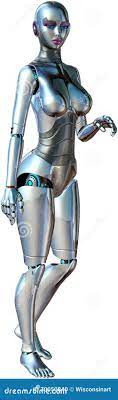 Female Android Robot Isolated Stock Photo - Illustration of android,  standing: 70050840