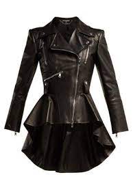 Peplum Leather Biker Jacket Alexander Mcqueen Matchesfashion Com Fr Leather Jackets Women Faux Leather Biker Jacket Black Leather Biker Jacket