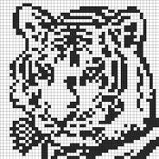 Black And White Tiger Face For Perler Or Square Stitch Perler Bead Pattern Bead Sprite Pony Bead Patterns Perler Cross Stitch Animals