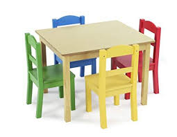The printed tabletop and chairs are coated with a protective uv finish to prevent them from peeling or chipping. Tot Tutors Wood Table And 4 Chairs Set