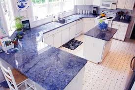 These baskets can be hung from a metal rod on the wall or directly from the underside of the cabinets. 40 Great Ideas For Your Modern Kitchen Countertop Material And Design Blue Granite Countertops Blue Countertops Blue Kitchen Countertops
