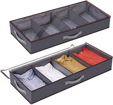 Beneath the bed is some of the best storage real estate in the house. Amazon Com Lifewit Under Bed Clothes Organizer Large Adjustable Dividers Storage Bag With Durable Fabric Reinforced Handle 4 Clear Window For Clothing Shoes Blankets Sweaters Toys Grey 2 Pack Home Kitchen