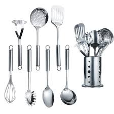 Maybe you would like to learn more about one of these? Berglander Cooking Utensil Set 8 Piece Stainless Steel Kitchen Tool Set With Stand Cooking Utensils Slotted Tuner Ladle Skimmer Serving Spoon Pasta Server Potato Maseher Egg Whisk 8 Pieces Buy Online In Dominica At