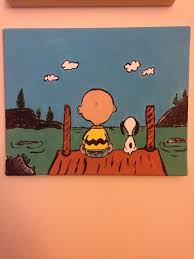 Charlie Brown And Snoopy Painted On Canvas Cartoon Painting Funny Paintings Cute Canvas Paintings