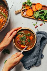 1 Pot Spiced Sweet Potato Lentil Soup Minimalist Baker Recipes Recipe Lentil Potato Soup Sweet Potato Lentil Sweet Potato Lentil Soup