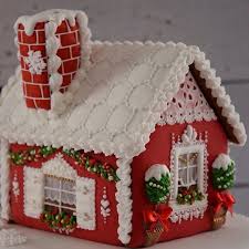 Every Detail Of The House Is Handpiped With Royal Icing Only Except 3 Fabric Christmas Gingerbread House Gingerbread House Cookies Gingerbread House Designs