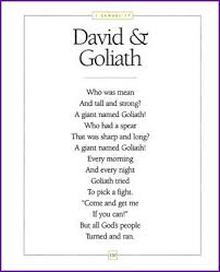 David And Goliath Rhyming Story Kids Korner Biblewise David And Goliath Bible Lessons Toddler Bible