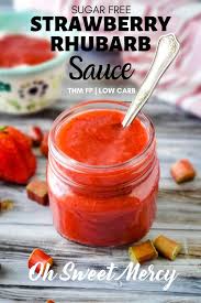 Takes only 25 minutes to make and most of that is hands off time. Sugar Free Strawberry Rhubarb Sauce Or Jam Thm Fp Low Carb Oh Sweet Mercy