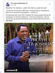 Popular nigerian prophet, temitope balogun joshua also known as tb joshua is reported dead. Bs3lykepodr Em