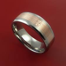 Rose Gold Egyptian Ankh Ring And Titanium Custom Made Band Any Etsy Rose Gold Mens Gold Wedding Band Custom Wedding Rings