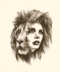 Lion Woman Face Great Tattoo Idea Drawing By Sarah Mccloskey Leo Lion Tattoos Signed Art Prints Zodiac Art