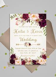 Burgundy And Blush Floral Wedding Invitations For 2018 Weddinginvitations Wedding Weddingcard Kartu Undangan Pernikahan Kartu Pernikahan Undangan Pernikahan