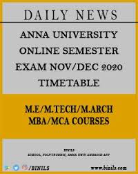 Anna university time table 2020 is soon on this page. Anna University Semester Exam Timetable For Pg Courses Binils