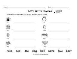Kindergarten First Grade Rhyming Words Worksheets Write A Rhyme 8 Pages Rhyming Words Rhyming Words Worksheets Cvc Words