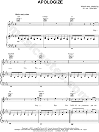 Onerepublic Apologize Sheet Music In C Minor Transposable Download Print Sku Mn0059797