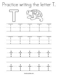 Practice Writing The Letter T Coloring Page Handwriting Worksheets For Kids Letter T Writing Practice