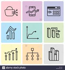 set of 9 simple editable icons such as stream graphic flow