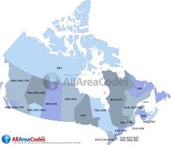 canadian area code listings and map