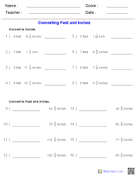Measurement Worksheets Converting Feet And Inches Worksheets