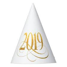 2019 Golden Curly Script Typography Party Hat New Years Day Happy New Year Holiday Customize Personalize Celebra Party Hats New Year S Eve Hats New Years Hat