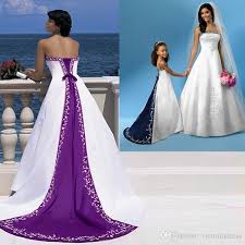 Excellent Quality Elegant Purple And White Wedding Dresses Strapless Sleeveless Custom Mad Wedding Dresses Uk Colored Wedding Dresses Wedding Dresses Strapless