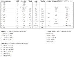 helmet size chart