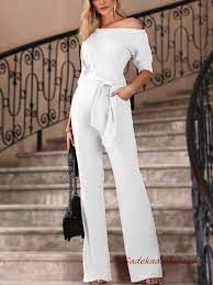 2020 Abiye Tulum Modelleri Beyaz Omzu Acik Yetim Kollu Cepli Tulum Jumpsuit For Evening Kiyafet Kombinleri Trend Elbiseler Kadin Kiyafetleri Kiyafet