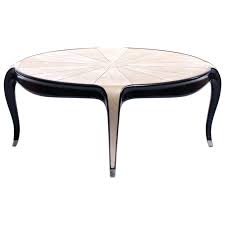 Miro black marble coffee table with natural wood base. French Art Deco Style Shagreen And Ebony Coffee Table With Silver Sabots For Sale At 1stdibs