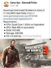 Rainbow six siege mobile apk requires android version 4.4 or up. Download Brother S In Arms 3 Apk Data For Android Brothers In Arms Continue Reading Brother