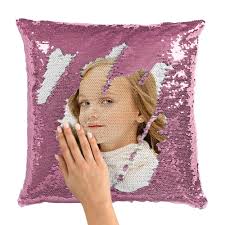 Fundas reversibles de almohada con lentejuelas y foto personalizadas,  diseño de sirena, almohadas con lentejuelas reversibles personalizadas,  regalos decorativos mágicos para Navidad