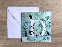 Letter D Greeting Card, Name Initial Card, Alphabet Illustrated Card