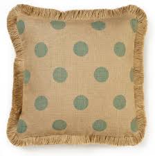 Zentique Square Burlap Pillow With Jute Brush Fringe 20 Inch Blue Dot Burlap Pillows Throw Pillows Pillows