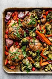 Reduce chicken to 2 1/2 cups. Sheet Pan Balsamic Chicken Veggie Bake The Real Food Dietitians