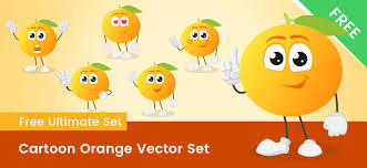 Cartoon Orange Vector Set Free Vector Clipart Vector Character Vector