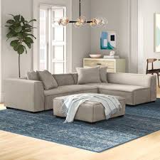 Allmodern Tucker Modular Sectional With Ottoman Fabric Cashmere Gray Velvet In 2020 Sectional Sofa Couch Modular Sectional Sectional