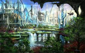 See more ideas about anime scenery, concept art, animation art. Cityscapes Futuristic Garden Fantasy Art Waterfalls Wallpapers Hd Desktop And Mobile Backgrounds