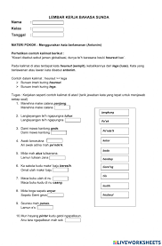Objek digunakan dalam kalimat bahasa inggris dan objek di letakkan setelah kata kerja object merupakan wujud aksi dari subject sebuah kalimat. Tugas Bahasa Sunda Interactive Worksheet