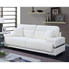 Furniture Of America Foa Zibak Cm6411wh Sf Contemporary Faux Leather Sofa With Metal Trim Del Sol Furniture Sofas