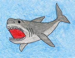 Megalodon vs shark drawing and coloring pages for children. Draw A Megalodon Shark Art Projects For Kids