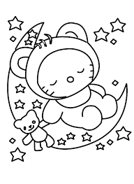Hello Kitty Sleeping In Christmas Eve Coloring Pages Christmas Hello Kitty Colouring Pages Kitty Coloring Hello Kitty Drawing