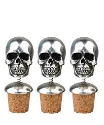 Set Of 3 Skull Bobble Bottle Stoppers Skull Decor Bottle Stoppers Skull